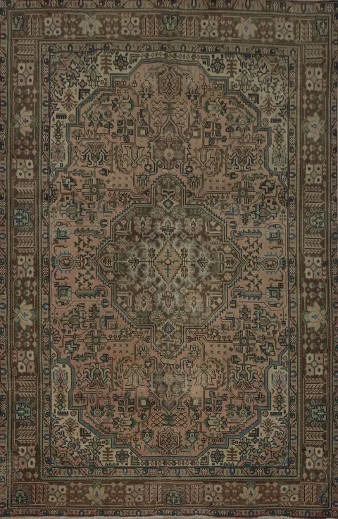 Vintage Pink Persian Rug with Intricate Traditional Patterns 7x10