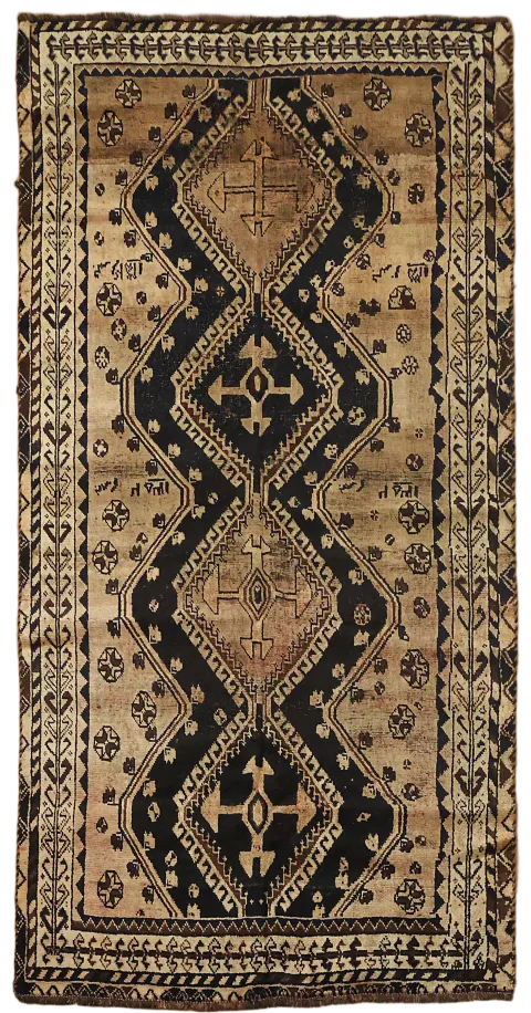 Antique Vegetable Dye Qashqai Persian Area Rug 4x8
