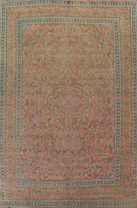 Floral Wool Mashad Persian Area Rug 9x12