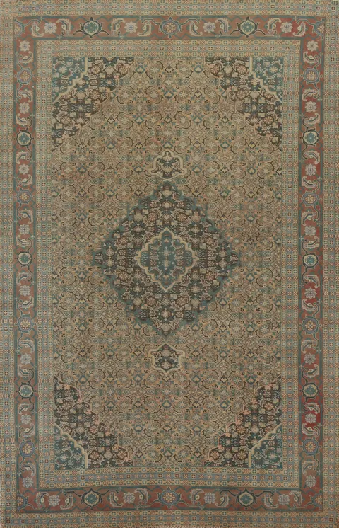 Geometric Wool Tabriz Persian Area Rug 6x9