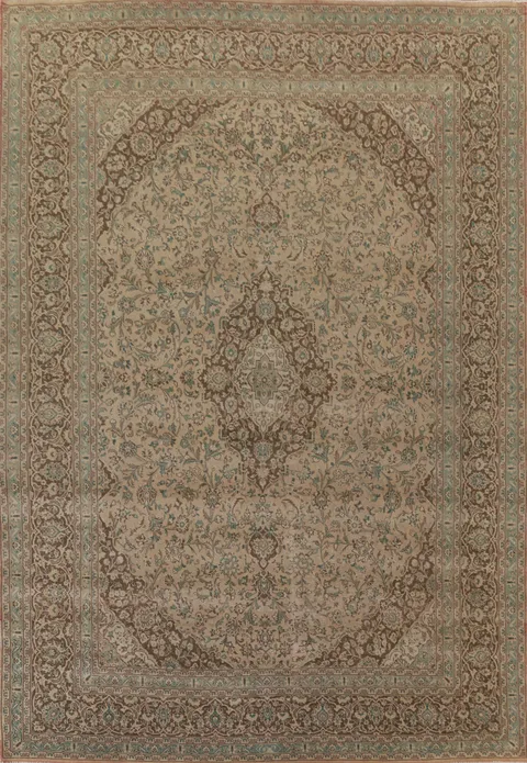 Floral Wool Kashan Persian Area Rug 10x12