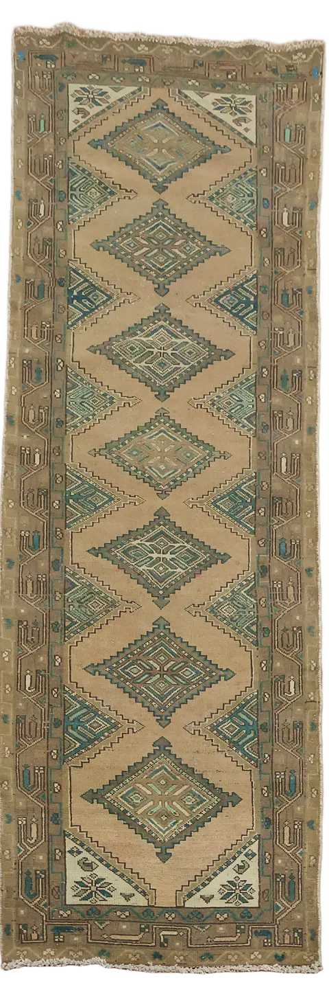 Geometric Hamedan Persian Runner Rug 3x9