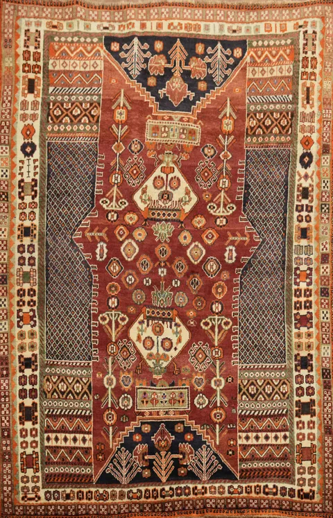 Red Wool Shiraz Persian Area Rug 5x8