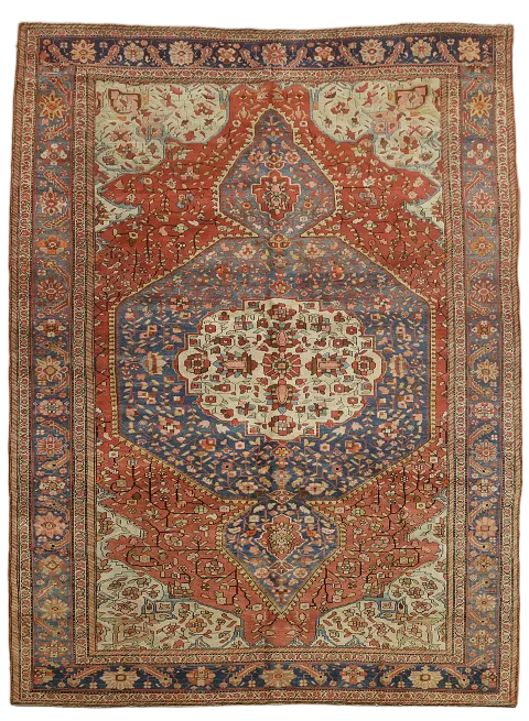 Pre-1900 Antique Vegetable Dye Sarouk Farahan Persian Rug 7x10