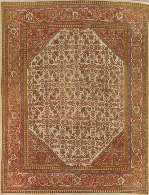 Antique Vegetable Dye Sultanabad Persian Area Rug 10x13