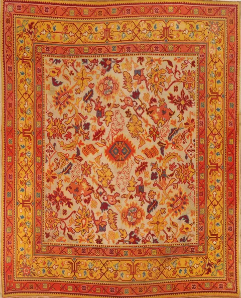 Antique Vegetable Dye Oushak Turkish Area Rug 10x11