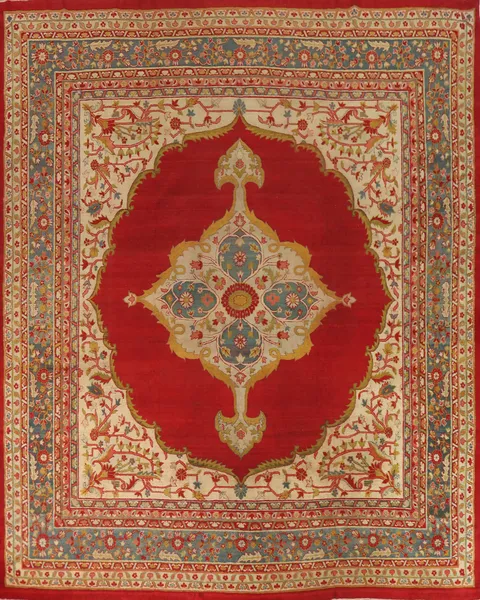 Pre-1900 Antique Agra Vegetable Dye Square Rug 13x13