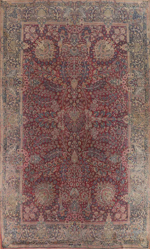 Antique Kerman Lavar Vegetable Dye Large Persian Rug 10x14