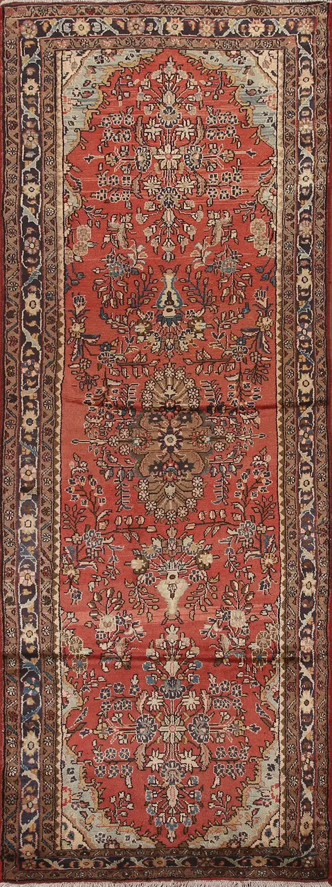 Floral Red Lilian Persian Runner Rug 4x12