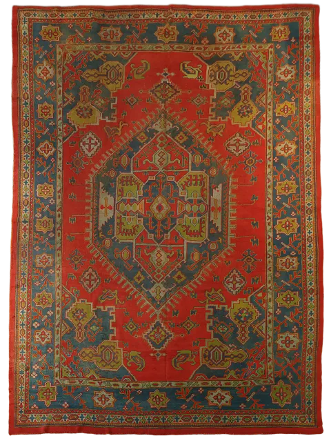 Pre-1900 Antique Oushak Turkish Area Rug 9x12