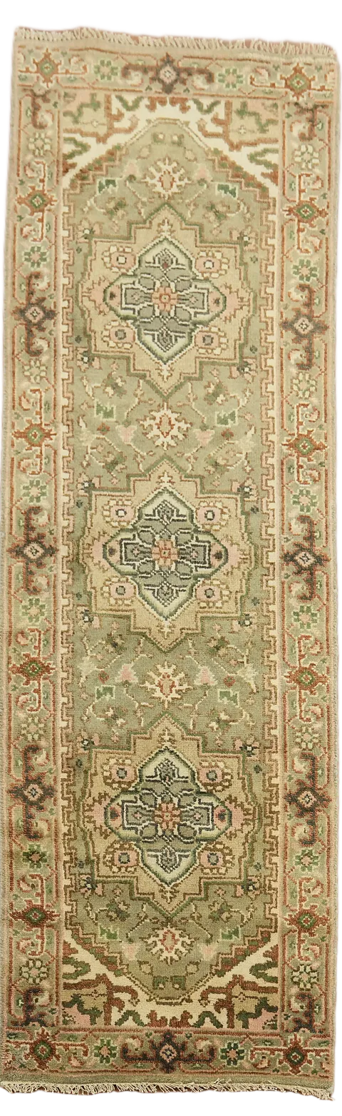 Geometric Heriz Serapi Indian Runner Rug 2x8