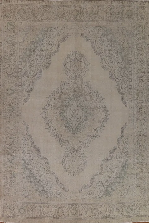 Distressed Wool Tabriz Persian Area Rug 10x13