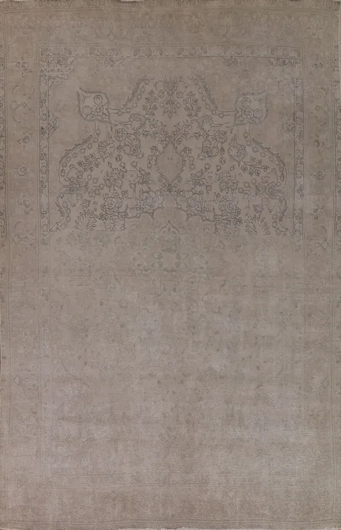 Distressed Wool Tabriz Persian Area Rug 9x12