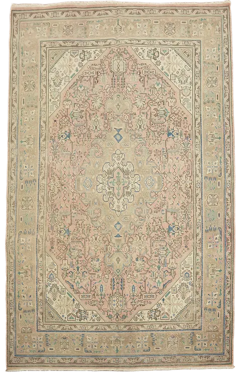 Geometric Wool Tabriz Persian Area Rug 7x10