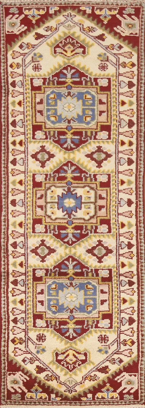Handmade Wool Heriz Serapi Runner Rug 3x8