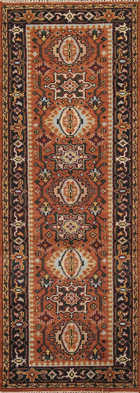 Orange Wool Heriz Serapi Runner Rug 3x8