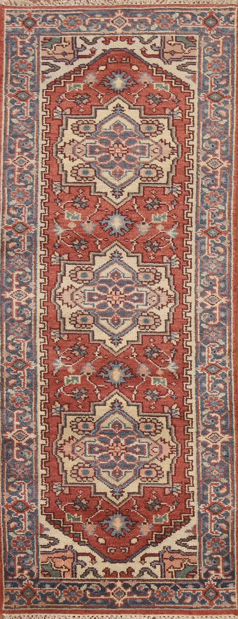 Geometric Heriz Serapi Oriental Runner Rug 3x8