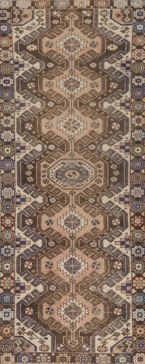 Geometric Bakhtiari Persian Runner Rug 3x9
