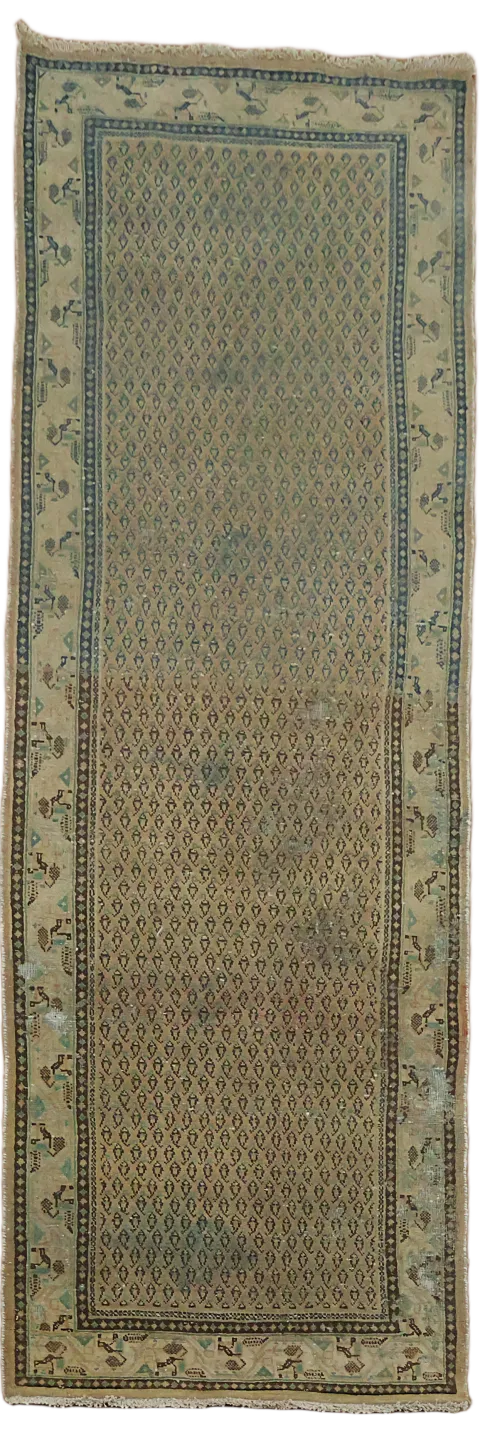 Vintage Distressed Coral Botemir Persian Runner Rug 3x10 ft
