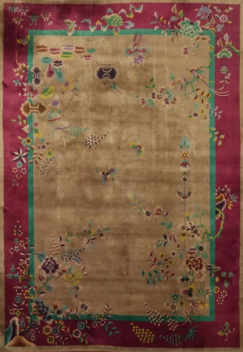 Vegetable Dye Art Deco Oriental Area Rug 9x11