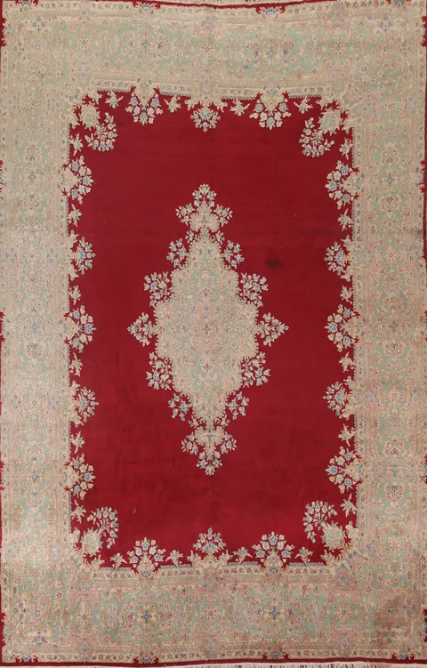 Vintage Kerman Persian Area Rug 9x12