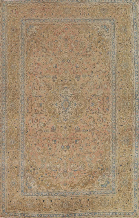 Distressed Wool Kashan Persian Area Rug 8x12