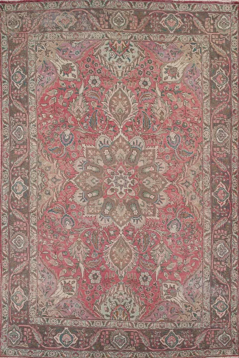 Vintage Floral Tabriz Persian Area Rug 7x10