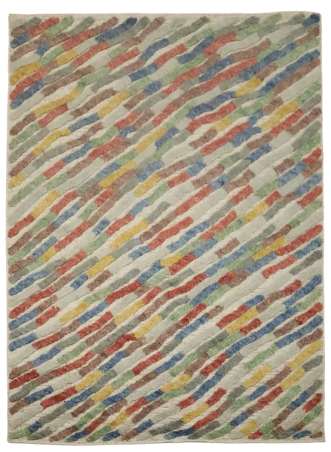 Colorful Abstract Pattern Carved Rug for Modern Living Spaces 6x8 ft