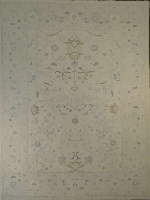 Vegetable Dye Oushak Turkish Wool Rug 9x12