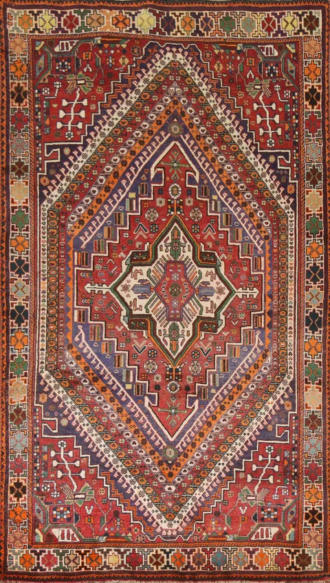 Geometric Red Kashkoli Persian Area Rug 5x9