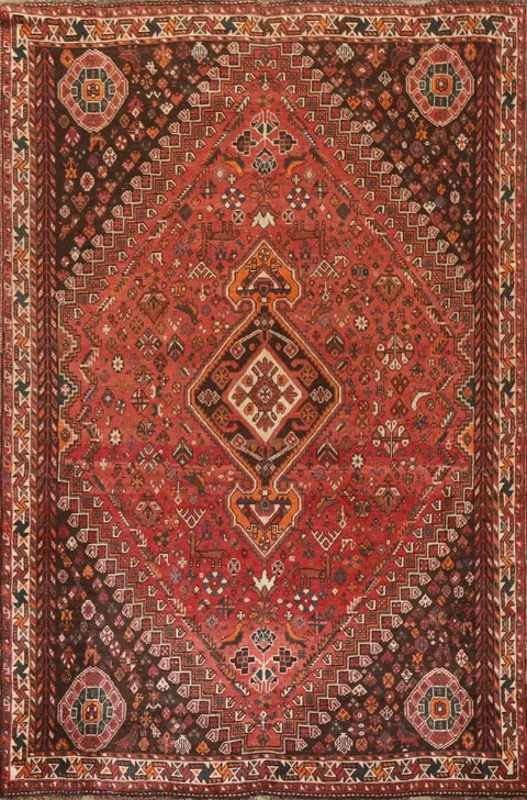 Tribal Red Qashqai Persian Area Rug 7x10