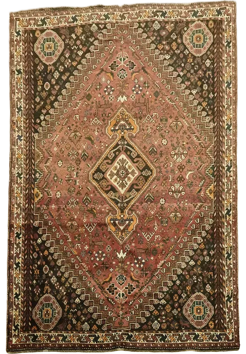 Vintage Tribal Red Qashqai Persian Area Rug 7x10