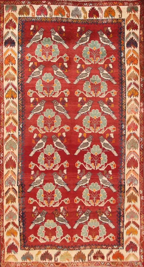 Animal Pictorial Gabbeh Kashkoli Persian Area Rug 4x8
