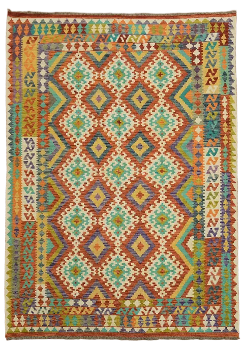 Reversible Wool Kilim Oriental Area Rug 7x10