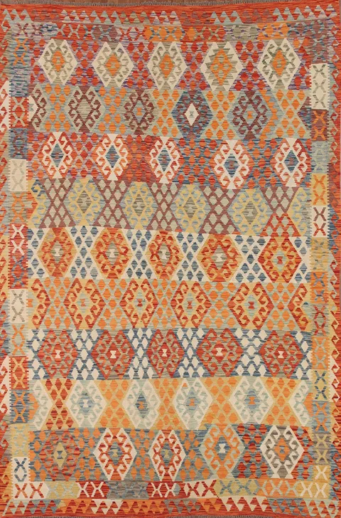 All-Over Geometric Kilim Oriental Area Rug 8x11