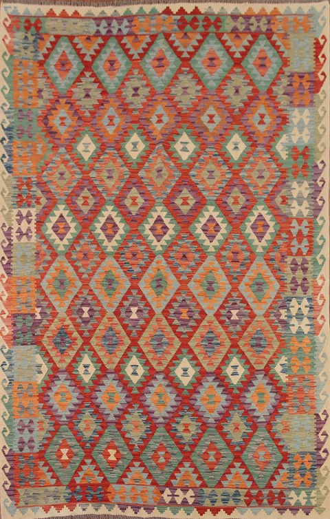 Reversible Wool Kilim Oriental Area Rug 7x10