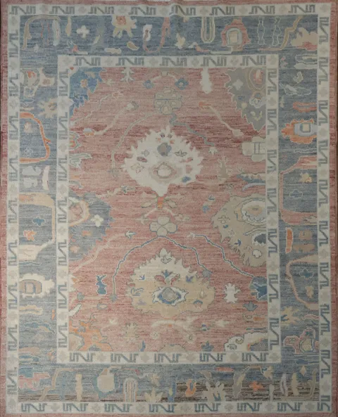 Vegetable Dye Muted Color Oushak Turkish Area Rug 7x8