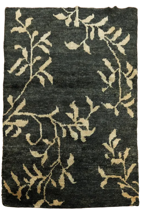 Black Abstract Oriental Area Rug 5x8