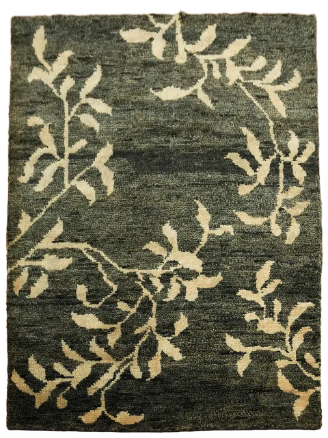 Black Abstract Oriental Area Rug 5x7