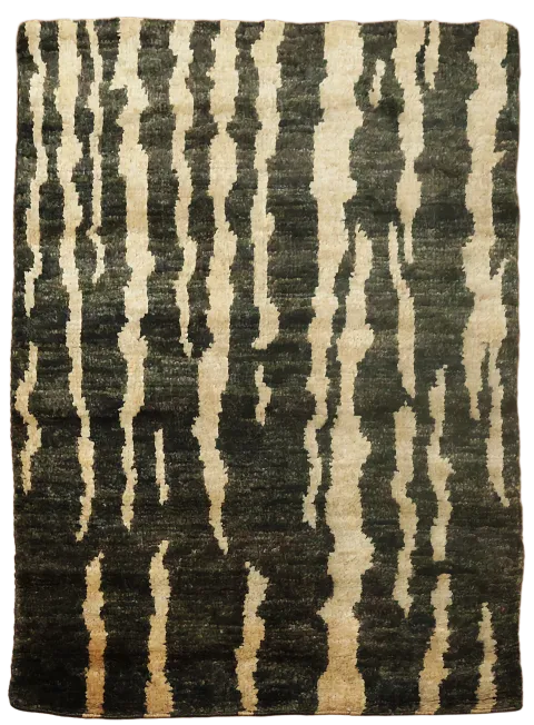Black Abstract Oriental Area Rug 5x6