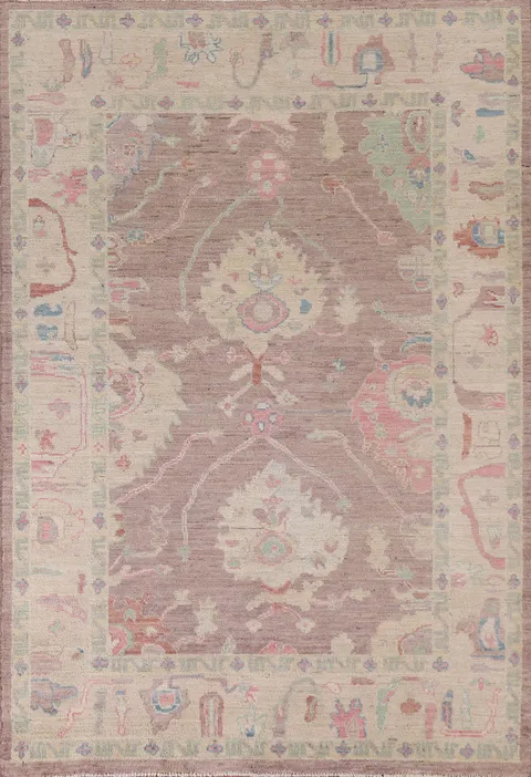 Oushak Vegetable Dye Area Rug 5x7