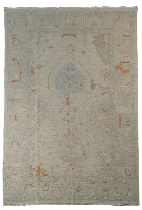 Wool Oushak Vegetable Dye Area Rug 6x9