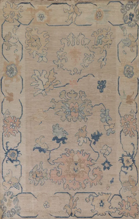 Vegetable Dye Oushak Turkish Area Rug 6x9