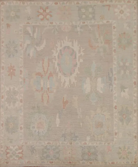 Square Oushak Vegetable Dye Area Rug 9x9