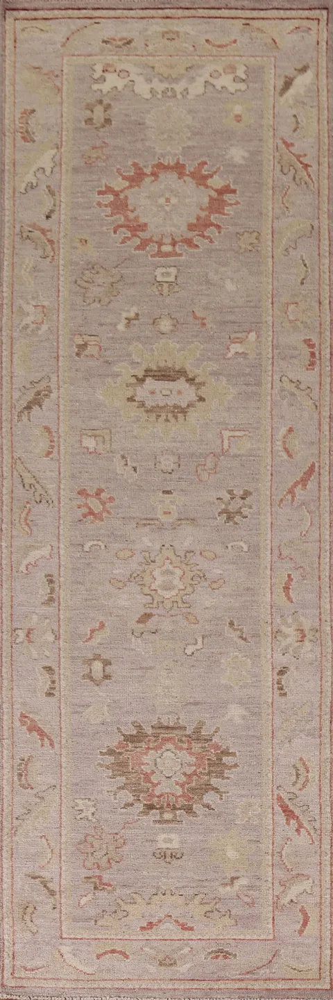 Vegetable Dye Oushak Turkish Runner Rug 3x10