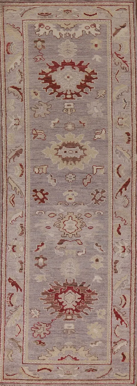 Wool Oushak Vegetable Dye Runner Rug 3x9