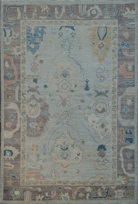 Vegetable Dye Oushak Turkish Area Rug 4x6