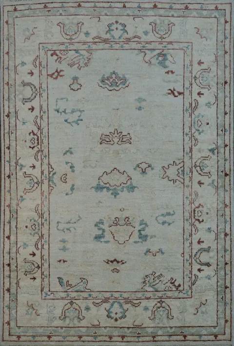Wool Oushak Vegetable Dye Area Rug 4x6