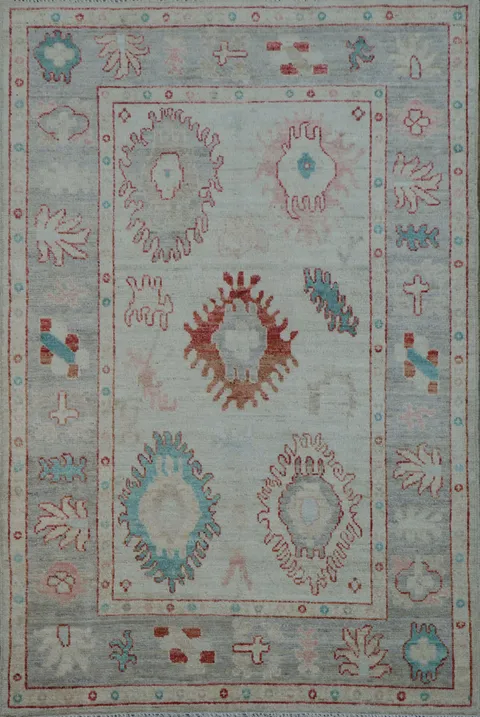 Vegetable Dye Oushak Turkish Area Rug 4x6