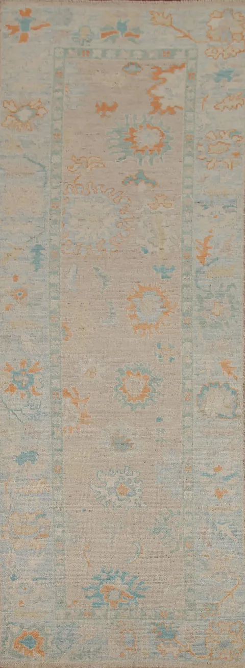 Oushak Vegetable Dye Runner Rug 3x10